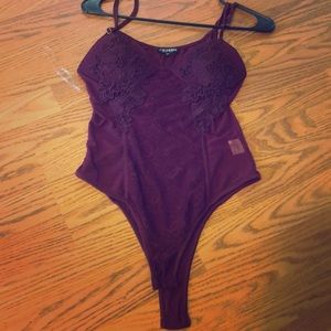 Maroon floral design One piece.